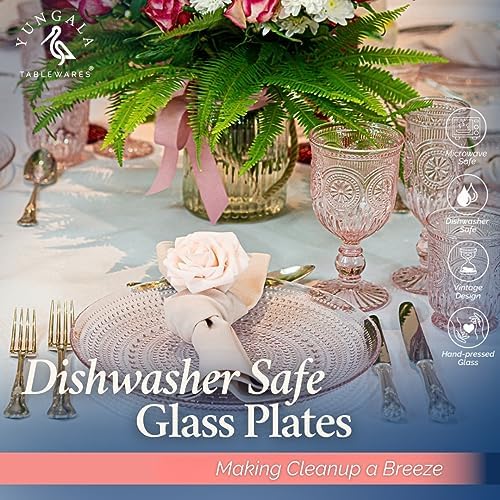 Pink Hobnail Dinner Plates Set of 4 Pressed Glass 10.5 Inch - Image 2