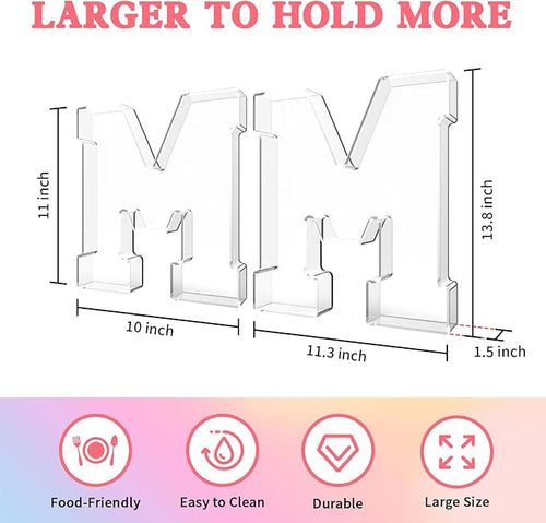 13.8" Acrylic Letter Charcuterie Tray, Charcuterie Letters Fillable Box for Food, Reusable Serving Cake Candy Dish Display Tray for Birthday Anniversary Party Decoration (Letter M)