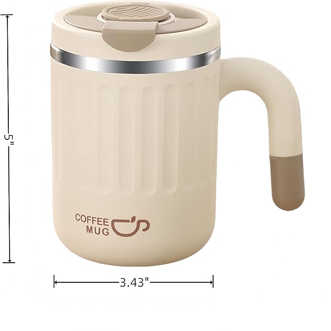 16oz Insulated Coffee Mugs - Ideal for Indoor Office Use. Features SUS 304 Inner, Double Wall Insulation, Detachable Silicone Ring. 3 Drinking Options. Available in White, Brown, Pink (Pink)