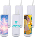 6pack 20oz cups Bluetooth Tumbler with Straw and Lid, Double-Wall Stainless Steel Vacuum Insulation Sublimation Tumbler Blank, RemovableRechargeable Bluetooth Wireless Speaker (white)