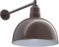 Steel Lighting Co. Hollywood Bowl Light | Outdoor Wall Mounted | 15 inch Bowl Dome | 20 inch Straight Arm | Barn Light Made in America | Dark Bronze Exterior/White Interior