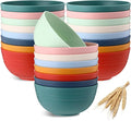 Eccliy 24 Pcs Wheat Straw Bowl Sets, Unbreakable Cereal Bowl 24 oz, Microwave and Dishwasher Safe Bowls for Cereal, Salad, Snack and Soup, Winter Style(Pink, Blue, Green, Beige, Orange, Yellow)