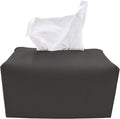 Carrotez Tissue Box Cover, [Refined] Modern PU Leather Rectangular Tissue Box Holder - Decorative Holder/Organizer for Bathroom Vanity Countertop, Night Stands, Office Desk 9.5"X5"X5" - Charcoal