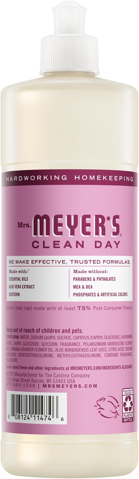 MRS. MEYER'S CLEAN DAY Liquid Dish Soap, Peony, 16 fl. oz