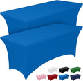 Pureegg Spandex Tablecloth 6ft - 2 Pack, Fitted and Tight Cloth for Rectangle Table, Wrinkle-Free and Stretch Table Cover for Party, Wedding, Banquet and Birthday, Blue
