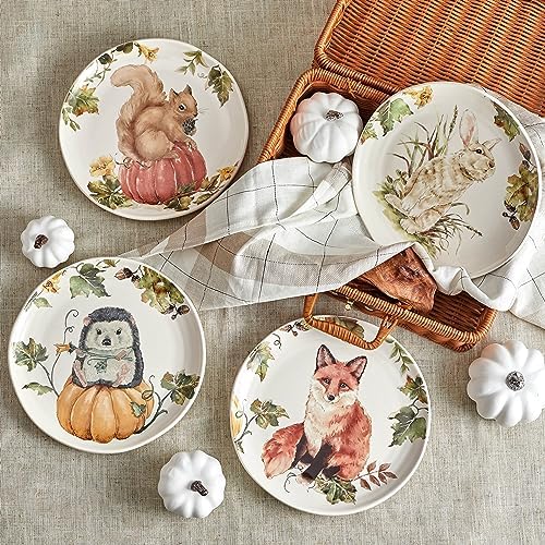 Bico Woodland Critters Ceramic Salad Plates, 8.75 inch, Set of 4, for Salad, Appetizer, Microwave & Dishwasher Safe - Image 6