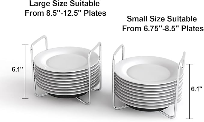 Dish Rack for Kitchen Countertop Organizer - Bamboo Plate Organizer for Cabinet Space Saver, Adjustable Stainless Steel 304 Plate and Bowl Holder with Portable Handle for Drawer Cupboard Shelf RV