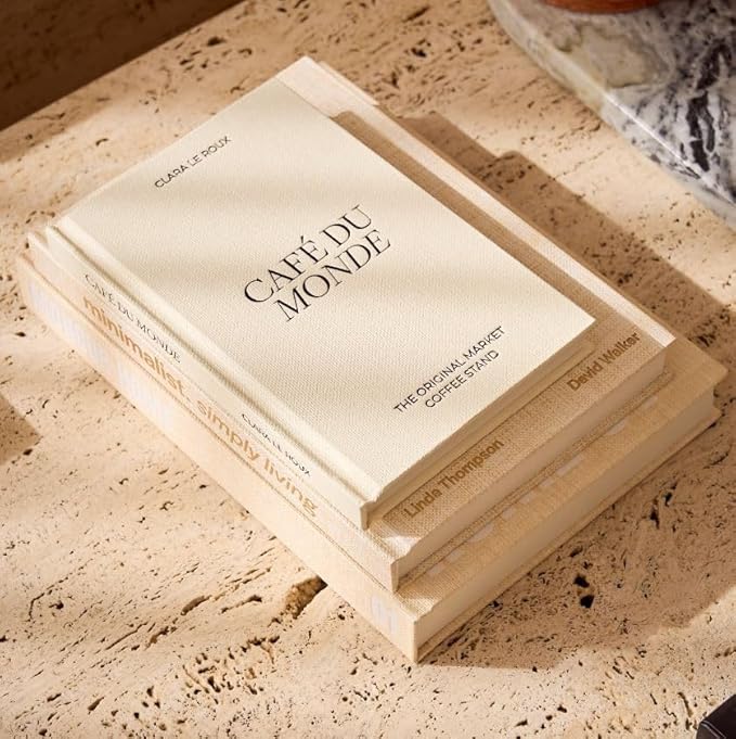 Decorative Coffee Table Books Set of 3 – Neutral Home Décor Beige Hardcovers with Removable Black & White Covers, Real Blank Pages, Modern Room Décor Aesthetic Faux Books for Shelf & Table Styling