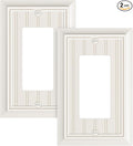 2-Pack Classic Beadboard Decorator Wall Plate Cover, Light Almond Decorative Switch Plates and Outlet Covers, Durable Natural Bamboo Fiber Wall Plates for Electrical Outlets, Receptacle, GFCI Outlet