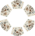 Artoid Mode Brown Poppy Floral Round Table Wedge Placemats Set of 6, Seasonal Winter Kitchen Dining Table Decoration for Indoor Party Home