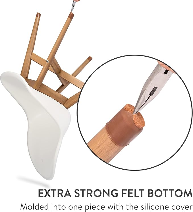Aneaseit Chair Leg Floor Protectors - 16 pcs Brown - Felt Bottom Silicone Pads for Hardwood Floors & Furniture Feet - Rubber Caps for Chairs - Small