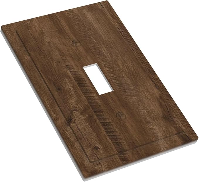 Decorative Light Switch Cover Brown Rustic Wood Grain Farmhouse 1 Gang Wall Plate Cover Single Toggle Outlet Covers Switchplate Electrical Faceplate for Cabin Bedroom Decor（2 Pack）