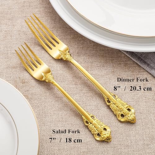 KEAWELL Luxury 4-Piece 18/10 Stainless Steel Dinner Fork Set (Gold) - Image 2