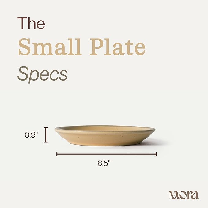 MORA Small Plates Set of 4, 6.5 inch Ceramic Pottery Dessert Plates - Microwave, Oven and Dishwasher Safe - Merrigold