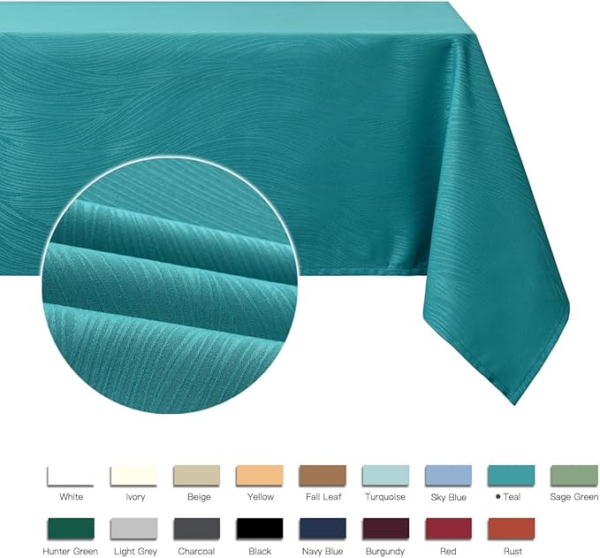 maxmill Square Tablecloth Swirl Design Spillproof Antiwrinkle Water Proof Heavy Weight Soft Table Cloth for Buffet Banquet Parties Event Holiday Dinner Square 60 x 60 Inch Teal