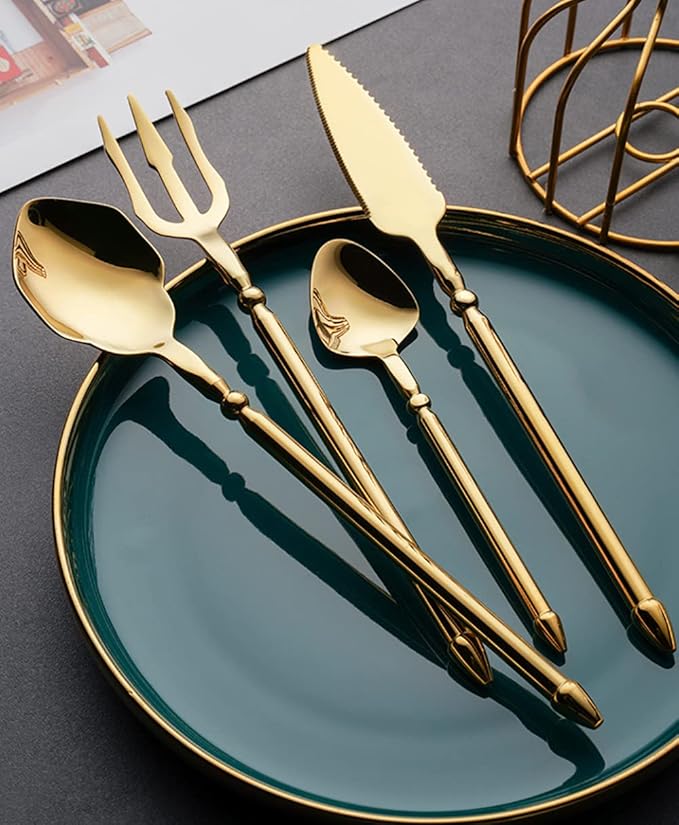 Silverware Set for 10 Durable 18/10 Stainless Steel Flatware Set Creative Styles 40 Piece Modern Cutlery Tableware Utensils Set for Home Kitchen Wedding Restaurant Knives forks and Spoons