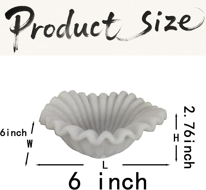 Small Decorative Bowl decor, Scalloped Pedestal Bowls for Modern Home Decor,Ruffle Decor,Stylish Key Bowl for Entry Table,Decorative Fruit Bowl for Kitchen Counter,Artificial Stone Milky White