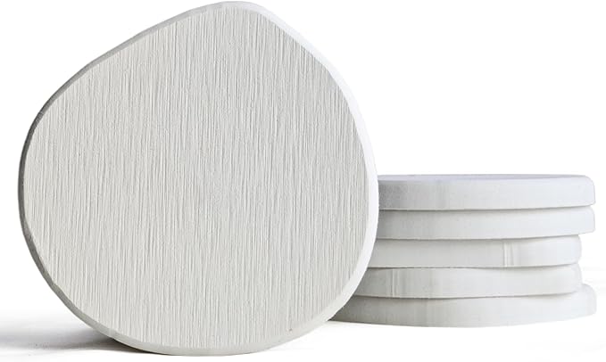 Diatomaceous Earth Coasters Set of 6 for Drinks, Moisture Water Absorbent Stone Coasters for Table Desk at Work, Water Absorbing Instant Drying Diatomite, Modern White