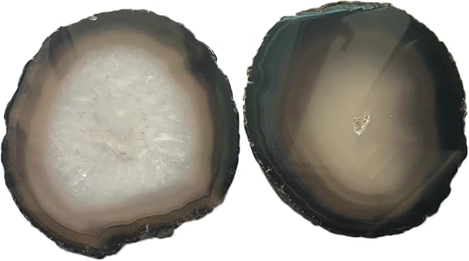 AMOYSTONE Black Agate Coasters Set of 4, 2.7-3 Inch Mini Stone Coasters, Non-Absorbent Coasters, Executive Gift for Men, Office Desk Accessories