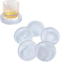 Glass Coaster 6 Pack Round Cup Coasters for Drinks,Crystal Coffee Coaster,Stylish Drink Coasters for Kitchen Bar Dining Room Living Room Office Decor and Jewelry Storage,Clear