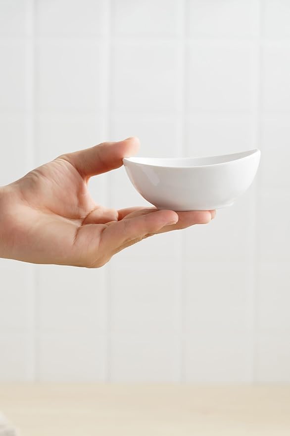 Dipping Bowls, 3 OZ Small Serving Bowls for Side Dishes,Set of 6 Mini Appetizer Plates for Condiment Sushi Ketchup, Porcelain, Tomato Sauce, Soy Sauce Dish Ceramic (4 Inch(3 Ounce))