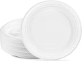 PLASTICPRO 100 PCS White Plastic Round 9 Inch Plastic plates Premium Quality Light Weight Disposable Dishes Dinner Plates for Parties Weddings