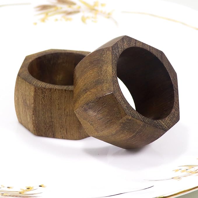 Wooden Napkin Rings Set of 12 for Dinning Table Decor | Wood Napkin Holder Set of Twelve for Dinner Table Decoration | Napkin Ring for Home and Kitchen Decor