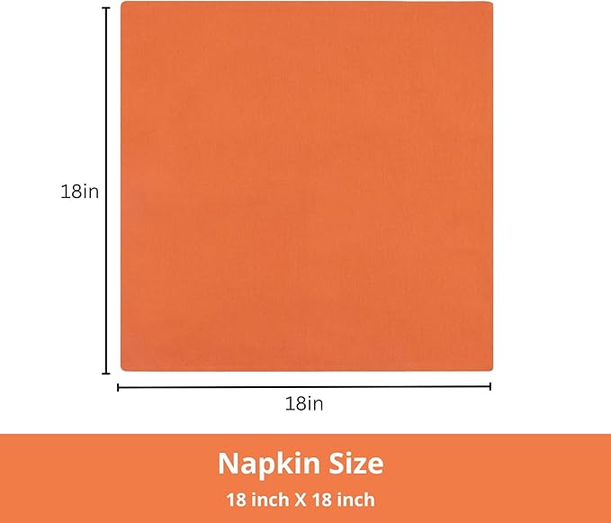 PurpleEssences Set of 12 Cloth Dinner Napkins 100% Cotton 18x18 Inch - Soft Durable Washable - Ideal for Farmhouse Party Fall Thanksgiving - Perfect Everyday Use Table Linen - Orange