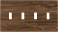 Light Switch Cover Brown Rustic Wood Grain Farmhouse 4 Gang Switch Plate Quad Toggle Wall Plates Decorative Switchplate Electrical Outlet Cover for Cabin Bedroom Decor