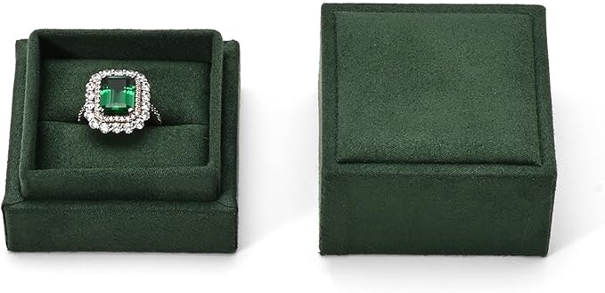 Oirlv Ring Gift Box with Lid Green Magnetic Boxes for Wedding Proposal Gift Birthday Present with Card(Green)