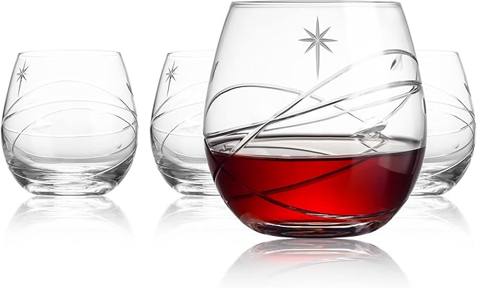 SHOSHIN Space Stemless Wine Glass Set of 4-15Oz,Hand-Cut Wine Glasses,Premium Wine glass for The Space Enthusiast- Planets and Stars Crystal Drinking Glasses,Best wine Gifts