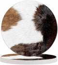 Cow Skin Texture Coasters for Drinks 2 Pack Africa Animal Camouflage Close Up Hairy Texture Tabletop Protection Kitchen and Coffee Table Décor & Accessories,Set of 2