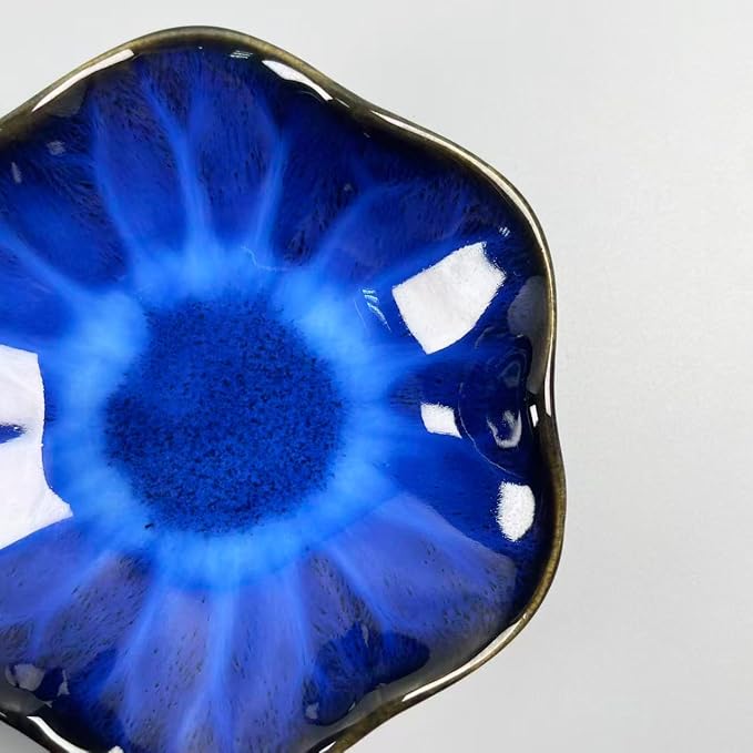 Jewelry Dish Tray - Ceramic Trinket Tray for Rings, Keys, Earrings | Decorative Key Bowl for Women, Gift for Friends, Sisters, Daughter, Mother, Lotus leaf shap, Jewelry Trays (Deep Blue)