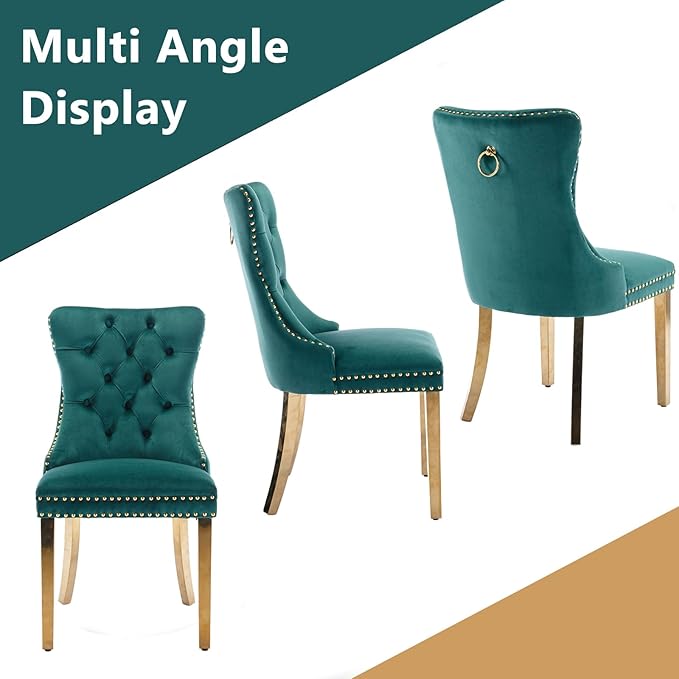 7 Piece Glass Dining Table Set,70" Dinner Room Glass Table Set for 6,Modern Kitchen Dinner Table Set with Stainless Steel Base and 6 Upholstered Velvet Dining Chairs for Living Dining Room