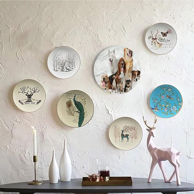 Ceramic Plates, Dog Lover Decorative Ceramic Plates, House Pet Photo Shoot, 7 Inch, Household Plates Decorative, Multicolor