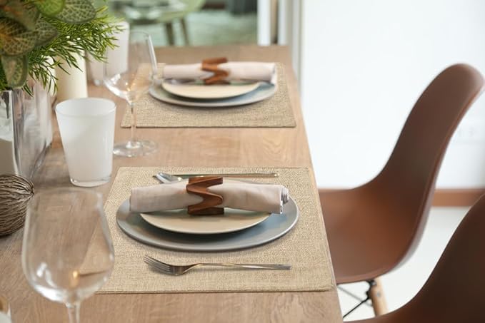 homing Cotton Linen Placemats Set of 4, Cloth Washable Farmhouse Dining Table Mats for Indoors & Outdoors, Easy to Clean, Linen, 13 x 19 Inch