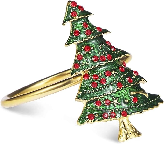 Napkin Rings Set of 8 Silver Set of 8 Napkin Rings Christmas, Holidays, Thanksgiving (Christmas Tree-1)