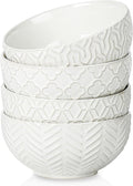 Sureasy Ceramic Cereal Bowls Set of 4-25 oz White Soup Bowls for Kitchen, Perfect for Soup, Pasta and Salad, Microwave & Dishwasher Safe