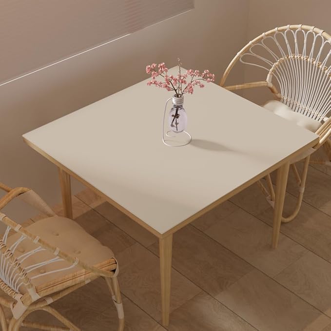Leather Table Cover,1.8mm Thick,40x40 Inch Table Protector,Table Protector for Dining Room Table,Dining Table Cover,Table Cover Protector.(Beige+Light Gray,40x40)