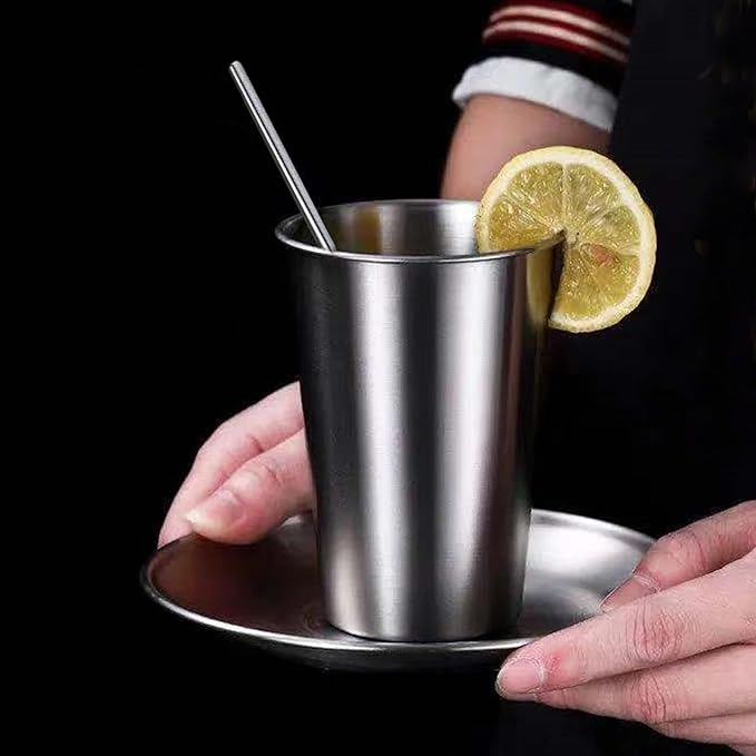 4 Pack 24oz Stainless Steel Pint Cup,Healthy Unbreakable and Stackable,Metal Drinking Glasses
