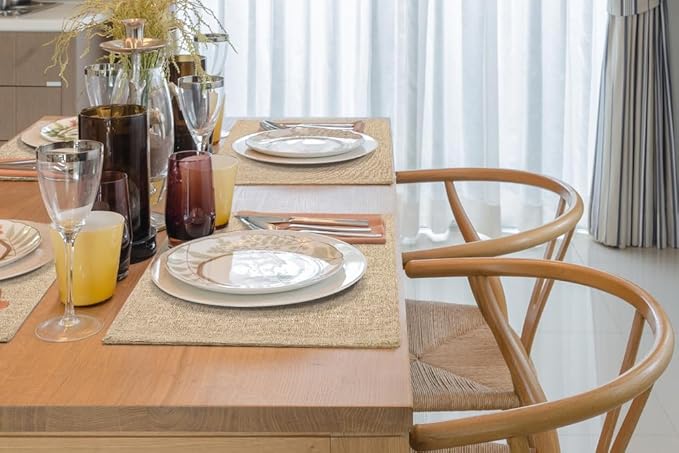 homing Cotton Linen Placemats Set of 4, Cloth Washable Farmhouse Dining Table Mats for Indoors & Outdoors, Easy to Clean, Linen, 13 x 19 Inch