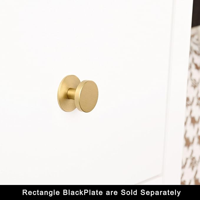 QOGRISUN 10-Pack Solid Brass Cabinet Knobs Back Plates, Rounded Ring Cabinet Pulls BackPlates,1.25-Inch Diameter, Cabinet Hardware, Brushed Brass Finish