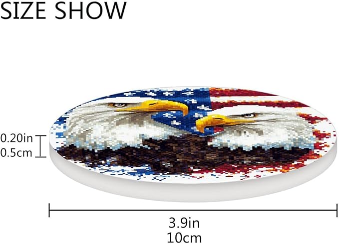Coasters for Drinks Coaster Drink Set Decorative Coffee Table Desk Cup Mat Spring Cute Cork Bar Backing Round Home Decor Pixel Bald Eagle USA Flags White33