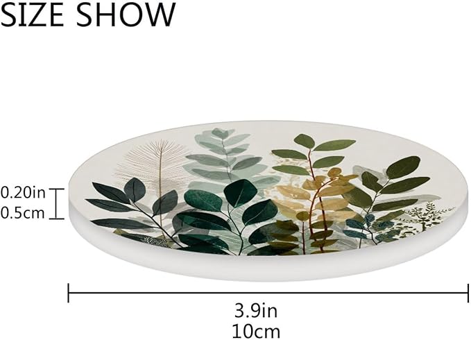 Coasters for Drinks Coaster Drink Set Decorative Coffee Table Desk Cup Mat Spring Cute Cork Bar Backing Round Home Decor Beige Boho Style Leaves28