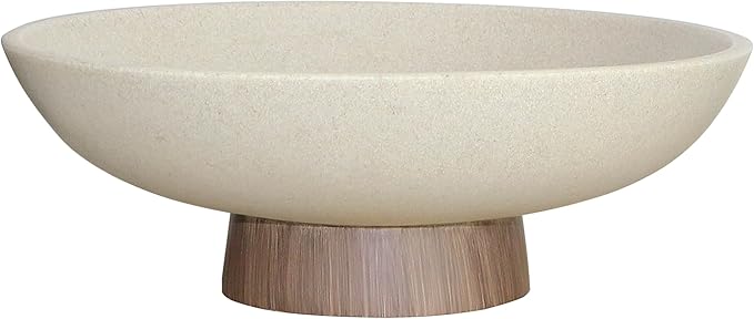 Modern Resin Pedestal Bowl – Large Fruit Bowl for Kitchen Counter, Catch All Bowl for Entryway Table, Stylish Key Bowl & Dining Centerpiece, Brown