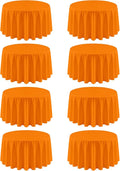 8 Pack Round Tablecloth 120 Inch Cloth Orange Tablecloth for Round Tables, Washable Polyester Table Cloth Stain and Wrinkle Resistant Decorative Table Cover for Wedding Party Dining Banquet