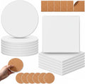 Zopeal 96 Pcs Ceramic Tiles for Crafts Coasters Include Unglazed White Ceramic Tiles with Cork Backing Pads Use with Alcohol Ink Acrylic Pouring for DIY Project Gift (Square,Round)