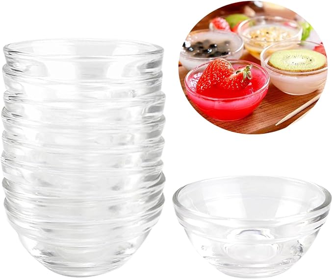 8Pcs Small Prep Mixing Bowls - 2.3x1.1 Inch Stackable Glass Serving Bowls for Kitchen Prep, Desserts, Dips, Salads, and Candy（6cm）