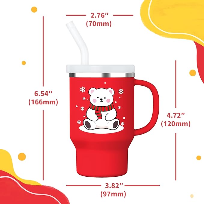 Bella's Friends Christmas Mini Tumbler- 9 0z Toddler Sippy Cup, Flexible Straw, Stainless Interior & Silicone Body, Birthday Gift for 1-3 Years Old Girls & Boys, Gingerbread Man & Polar Bear (2 Pack)