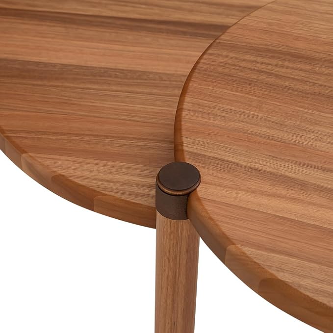 Leick Home Redonda Bay Side Tables 2 Pack, Natural Jequitiba, Small Table 21.6 in H x 19.7 in W, Large Table 23.6 in H x 21.6 in W, 228361-NAT
